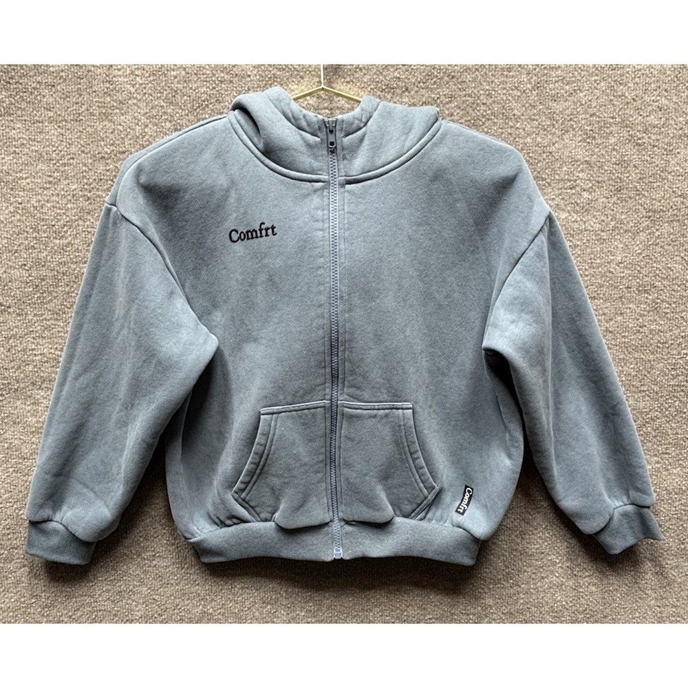 COMFRT Cloud Zip Kids Hoodie in Blue Willow Size XL Children's Oversized Hoody